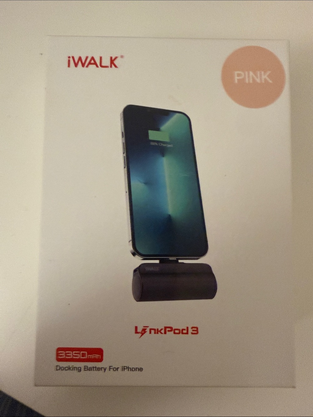 LinkPod 3 Pink Docking Battery for iPhone - Portable 3350mAh